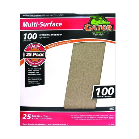 GATOR GRIT Gator 11 in. L X 9 in. W 100 Grit Aluminum Oxide All Purpose Sandpaper 3264